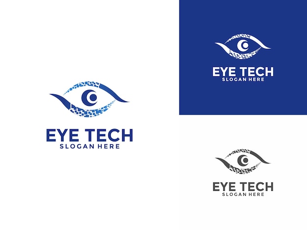 plantilla de diseño vectorial de logotipo de tecnología de ojos digitales concepto de diseño de logotipo futurista de visión