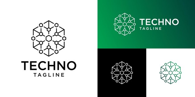 plantilla de diseño vectorial de logotipo de tecnología con puntos abstractos moléculas red de internet EPS 10