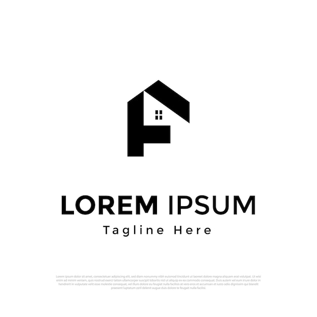 Plantilla de diseño vectorial minimalista de la letra F de la casa del logotipo