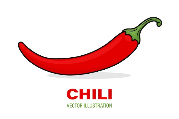 Plantilla de diseño vectorial plano de pimienta de chile fresca y caliente en primer plano pimienta aislada de chile picante en vista delantera Ilustración vectorial de pipienta picante para cocina culinaria y concepto de alimentos picantes