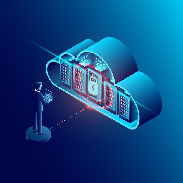 plantilla de diseño vectorial de sitios web de tecnología en la nube