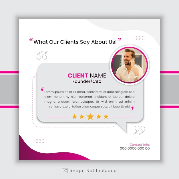 plantilla de diseño vectorial de testimonio de cliente plantilla de vector de testimonial de retroalimentación de cliente