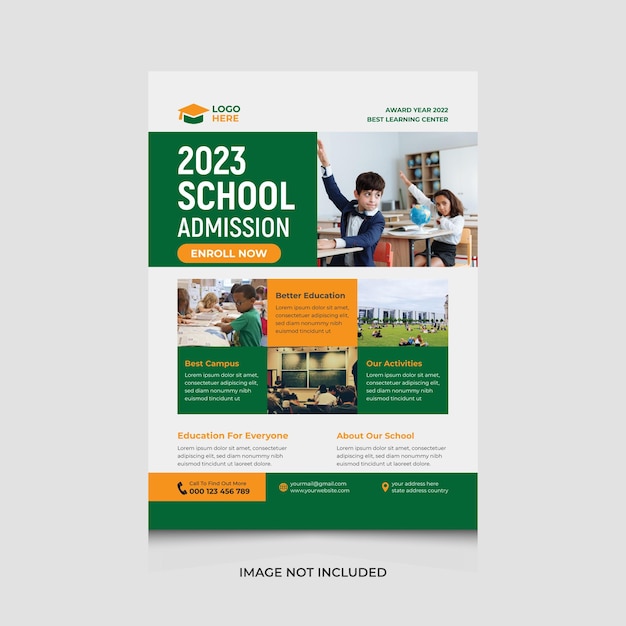Plantilla de diseño de volante de admisión a la escuela vectorial