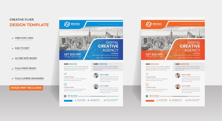 Plantilla de diseño de volante de agencia digital tamaño A4