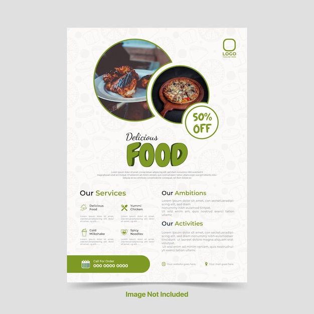 Plantilla de diseño de volante de comida simple y limpia diseño de volante gastronómico