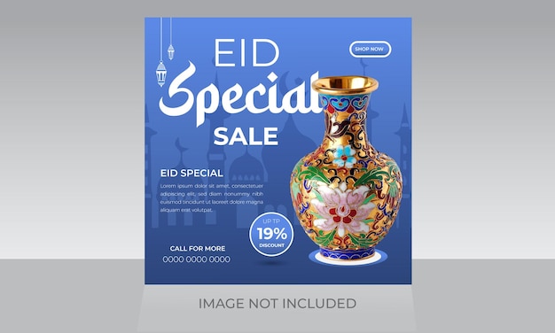 Plantilla de diseño de volante cuadrado de banner web de redes sociales de venta de gran descuento de Ramadan Eid Special Fashion