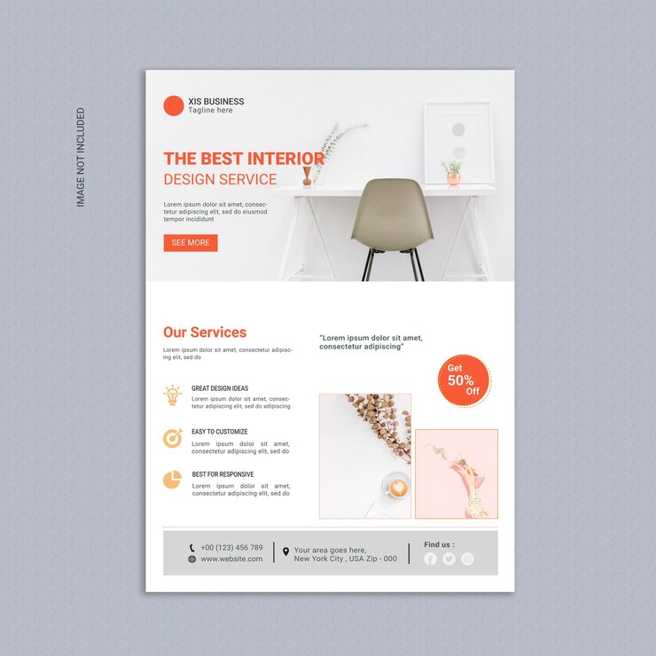 plantilla de diseño de volante de empresa de servicios de diseño de interiores