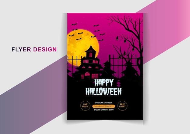 Vector plantilla de diseño de volante de fiesta de noche de terror de halloween