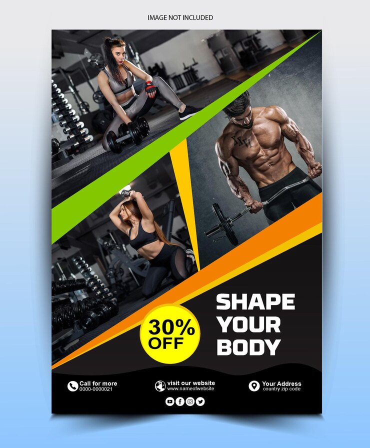 Vector plantilla de diseño de volante de fitness o gimnasio