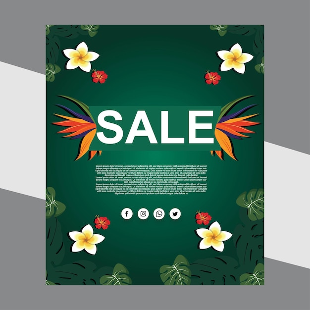 plantilla de diseño de volante de flores Vector