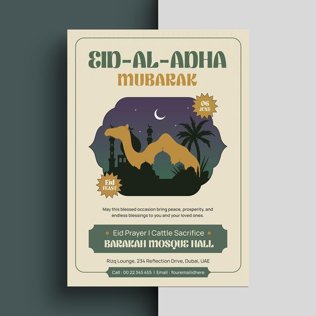 plantilla de diseño de volante de ilustración de Eid Al Adha Mubarak