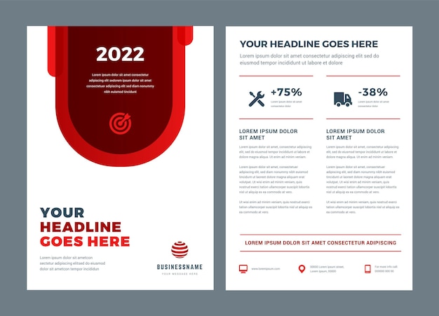 Plantilla de diseño de volante de informe anual de folleto rojo