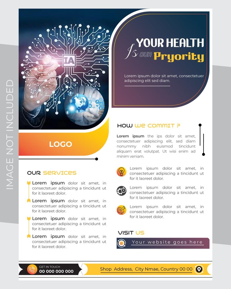 Plantilla de diseño de volante médico informativo