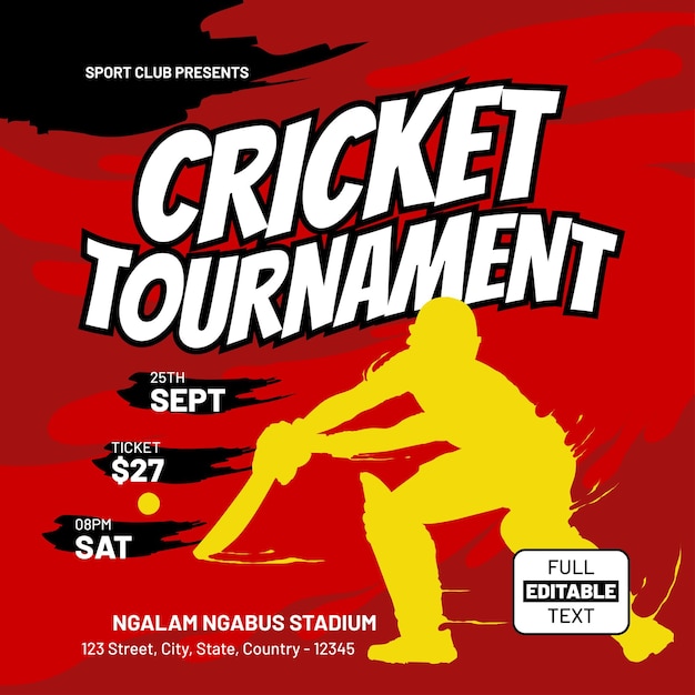 Vector plantilla de diseño de volante de torneo de cricket