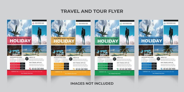 Plantilla de diseño de volante de vacaciones de viaje y gira para su negocio o servicio