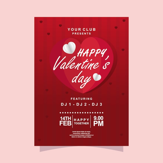 Plantilla de diseño de volante vertical de san valentín