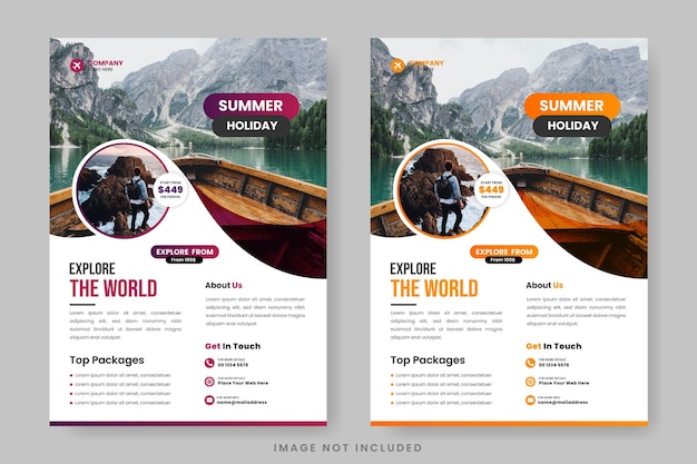 Plantilla de diseño de volante de viaje para agencia de viajes con detalles de contacto y lugar