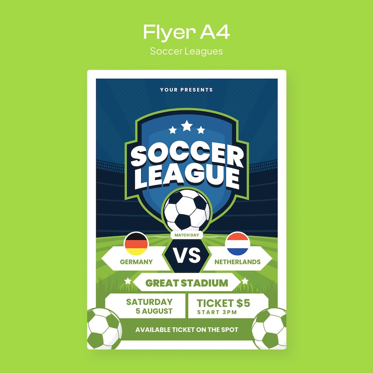 Vector plantilla de diseño de volantes de las ligas de fútbol