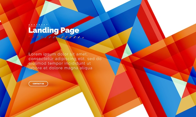 Plantilla de diseño web de página de destino de fondo abstracto geométrico de forma cuadrada