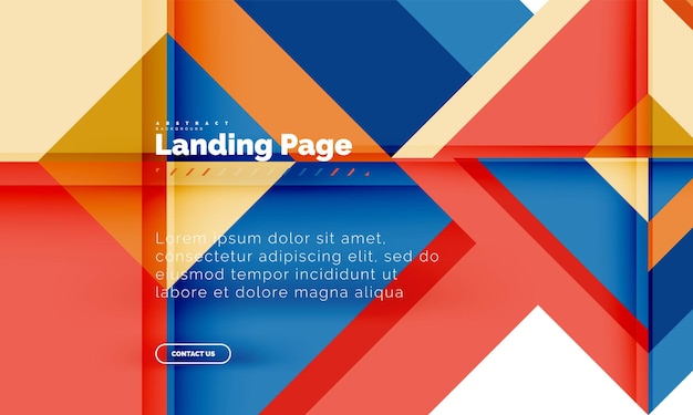 Plantilla de diseño web de página de destino de fondo abstracto geométrico de forma cuadrada