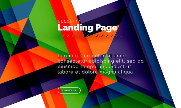 Plantilla de diseño web de página de destino de fondo abstracto geométrico de forma cuadrada