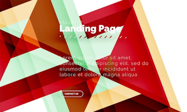 Plantilla de diseño web de página de destino de fondo abstracto geométrico de forma cuadrada