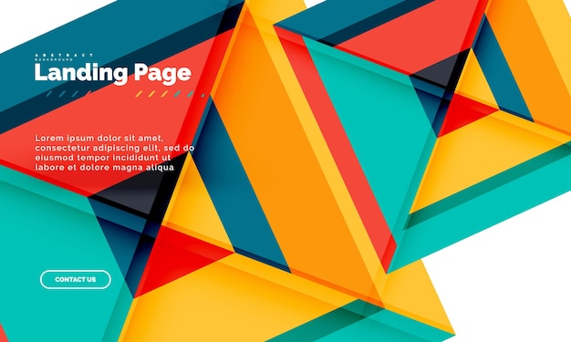 Plantilla de diseño web de página de destino de fondo abstracto geométrico de forma cuadrada