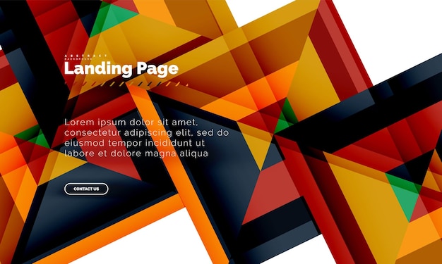 Plantilla de diseño web de página de destino de fondo abstracto geométrico de forma cuadrada