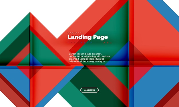 Plantilla de diseño web de página de destino de fondo abstracto geométrico de forma cuadrada