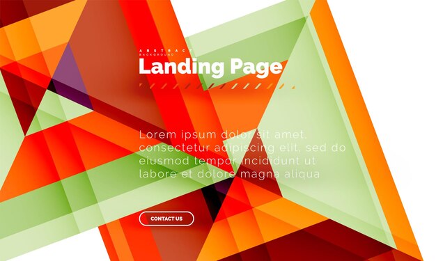 Plantilla de diseño web de página de destino de fondo abstracto geométrico de forma cuadrada