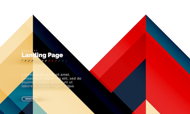 Plantilla de diseño web de página de destino de fondo abstracto geométrico de forma cuadrada