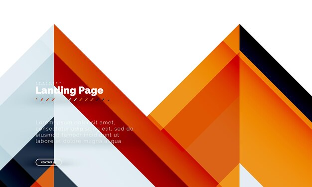 Plantilla de diseño web de página de destino de fondo abstracto geométrico de forma cuadrada