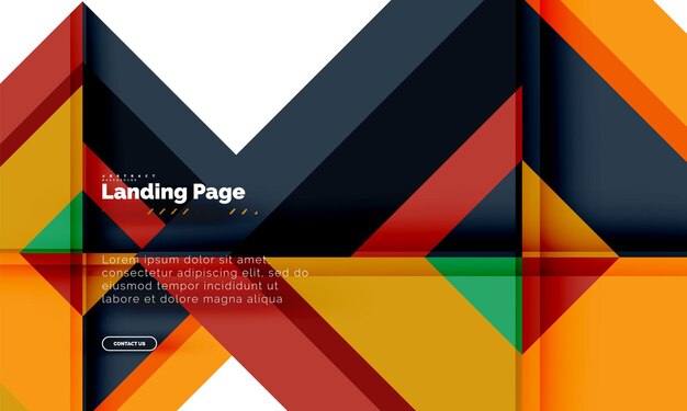 Plantilla de diseño web de página de destino de fondo abstracto geométrico de forma cuadrada