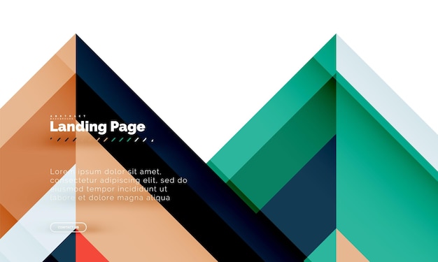 Plantilla de diseño web de página de destino de fondo abstracto geométrico de forma cuadrada