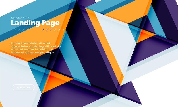 Plantilla de diseño web de página de destino de fondo abstracto geométrico de forma cuadrada