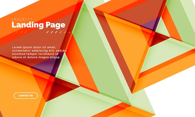 Plantilla de diseño web de página de destino de fondo abstracto geométrico de forma cuadrada