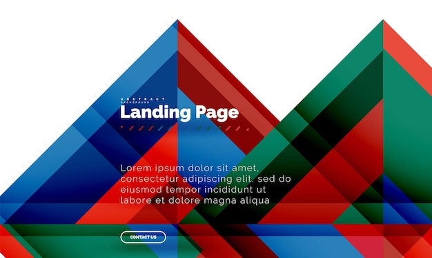 Plantilla de diseño web de página de destino de fondo abstracto geométrico de forma cuadrada
