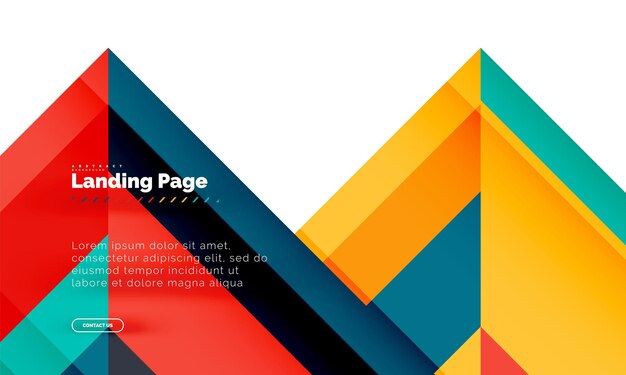 Plantilla de diseño web de página de destino de fondo abstracto geométrico de forma cuadrada