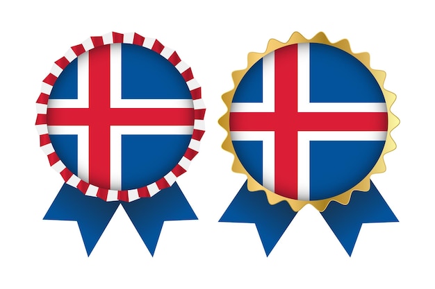 Plantilla de diseños de conjuntos de medallas vectoriales de islandia