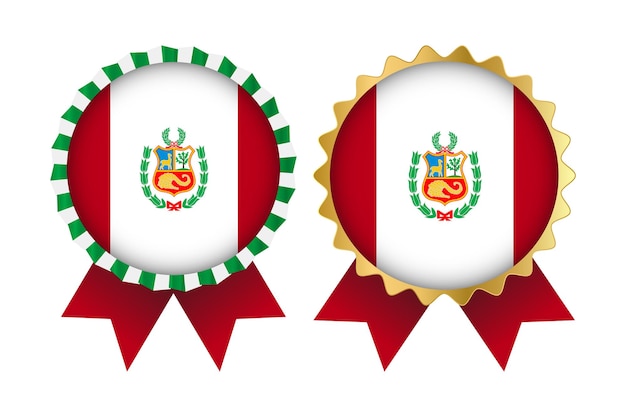 Vector plantilla de diseños de conjuntos de medallas vectoriales de perú