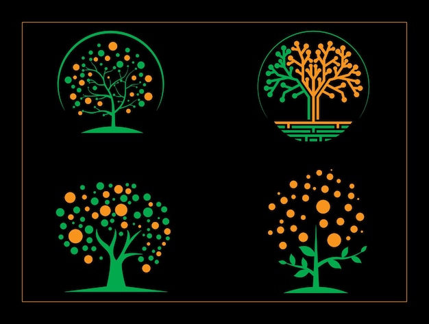 Plantilla de diseños de logotipo de árbol de tecnología verde o diseño de logotipo de tecnología creativa