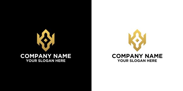 Plantilla de diseños de logotipo de bloqueo dorado Vector Premium