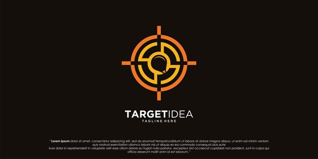 Plantilla de diseños de logotipo de idea de destino. bombilla de símbolo combinada con el signo de destino.