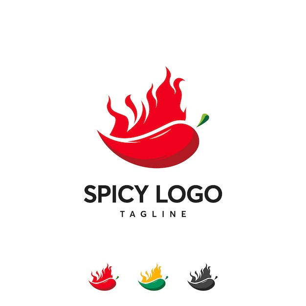 Plantilla de diseños de logotipo de spicy pepper, concepto de diseños de logotipo de fire hot chili