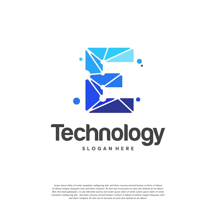 Vector plantilla de diseños de logotipo de tecnología inicial e, logotipo de letra pixel e