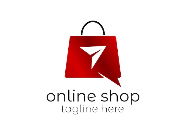 Plantilla de diseños de logotipo de tienda en línea. Gráfico vectorial de ilustración de carrito de compras y bolsa de compras