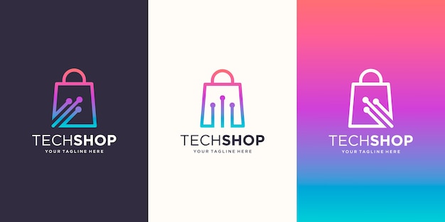 Vector plantilla de diseños de logotipo de tienda de tecnología