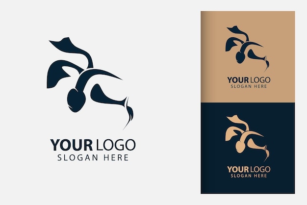 Plantilla de diseños de marca comercial e ideas de logotipo de espacio negativo de música ninja