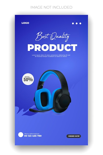 Plantilla de dispositivos de publicación de redes sociales y Instagram para productos de marca de auriculares
