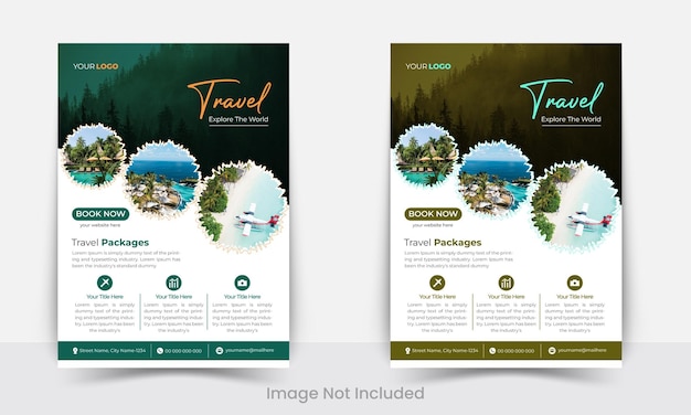 plantilla de dwsign de volante de venta de viajes de vector